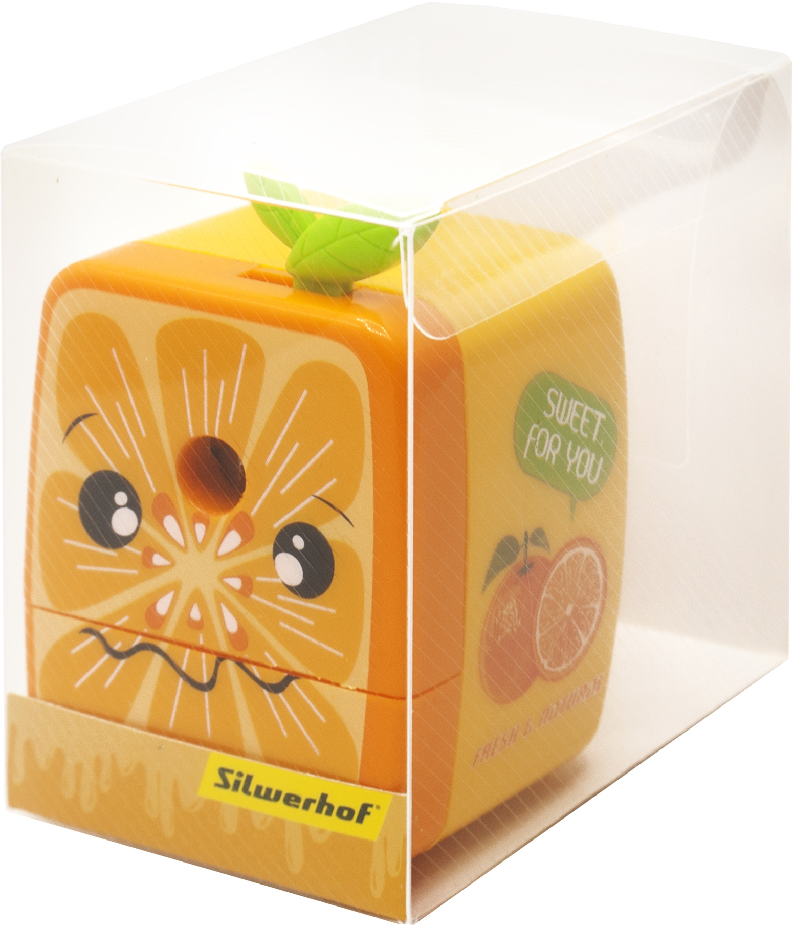 Точилка для карандашей механическая Silwerhof Vitamin C лимон Монстрики 1 отверстие пластик ассорти коробка