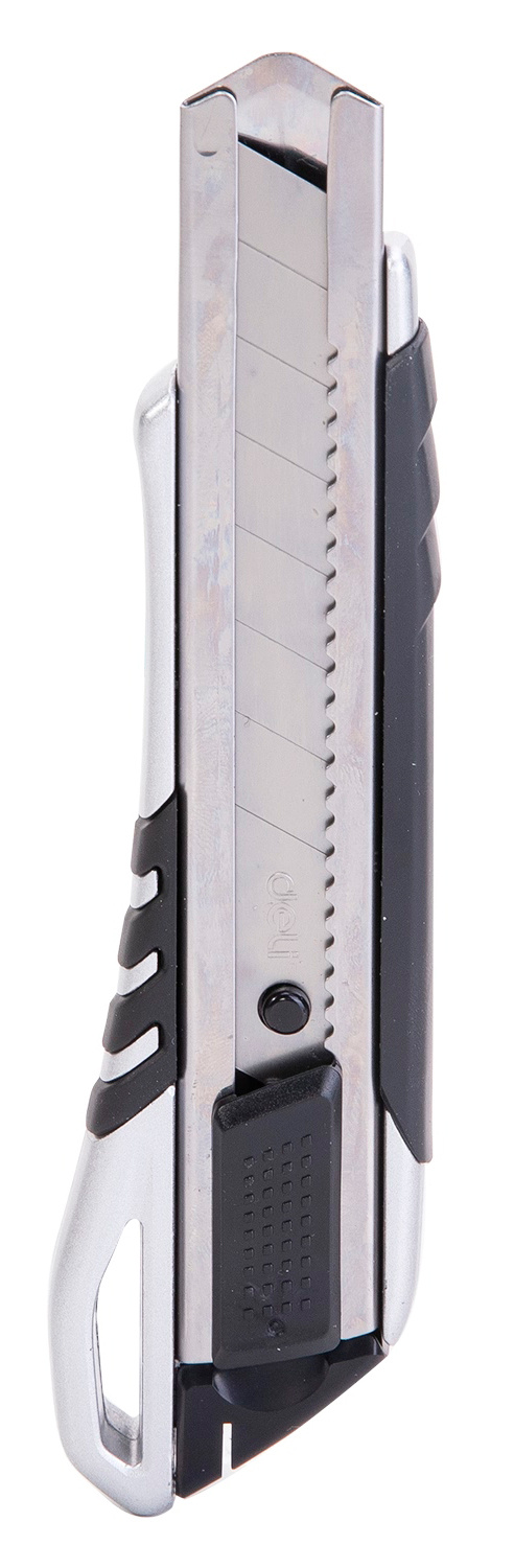 Нож канцелярский Deli E2057 шир.лез.18мм сталь серый/черный блистер