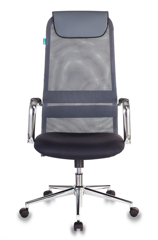 Кресло руководителя Бюрократ KB-9N темно-серый TW-04 TW-12 сетка/ткань с подголов. крестов. металл хром