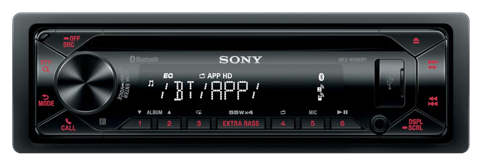 Автомагнитола Sony MEX-N4300BT 1DIN 4x55Вт v3.0 RDS