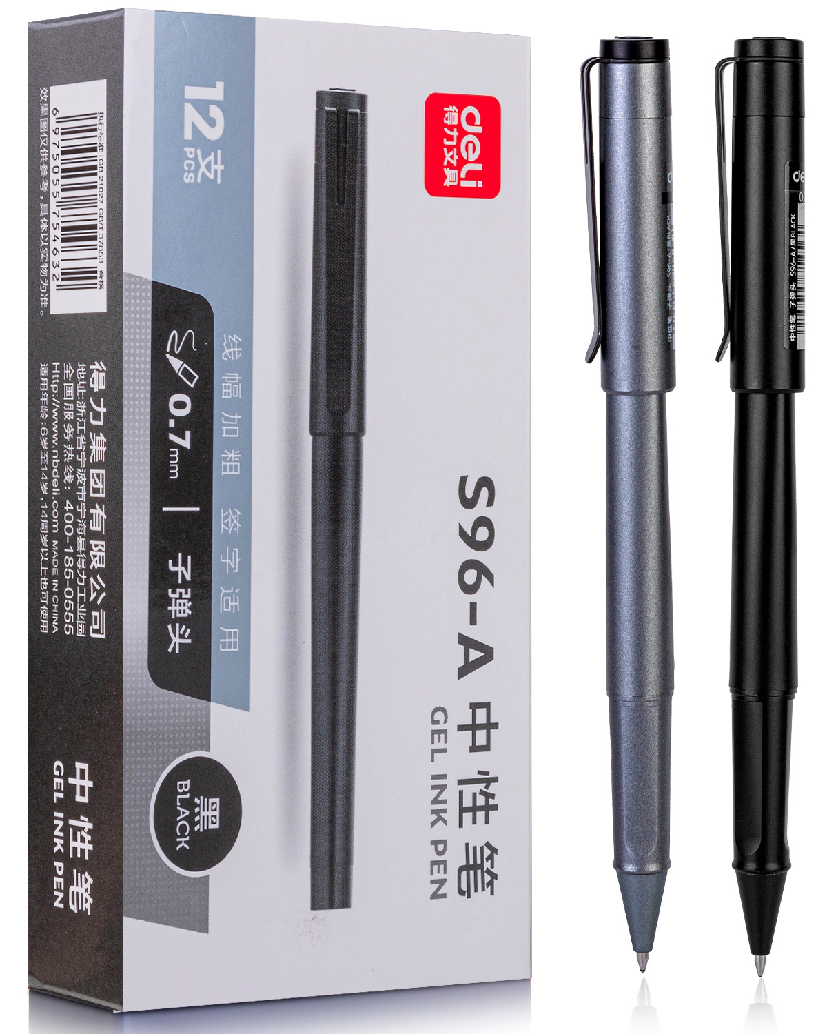Ручка гелев. Deli S96-A ассорти d=0.7мм черн. черн.