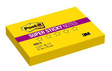 Блок самоклеящийся бумажный 3M Super Sticky 656-S 7100027435 76x51мм 90лист. неон желтый 1цв.в упак.
