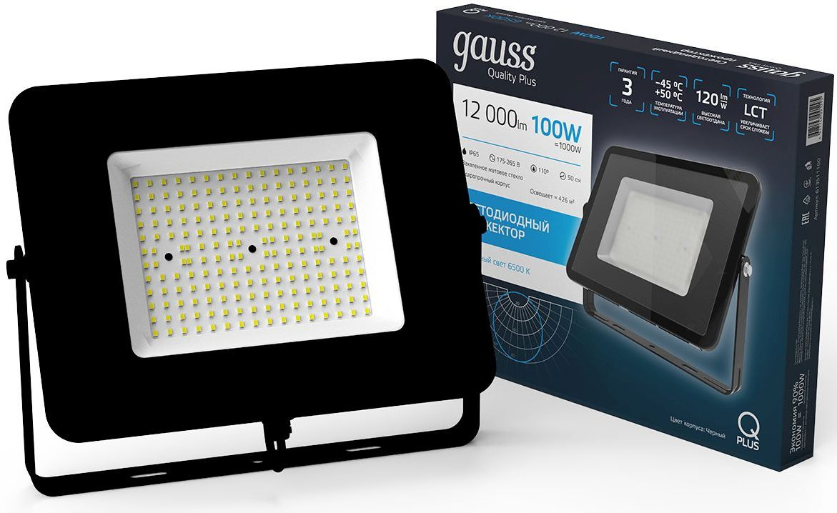 Прожектор уличный Gauss Qplus 613511100 светодиодный 100Втчерный