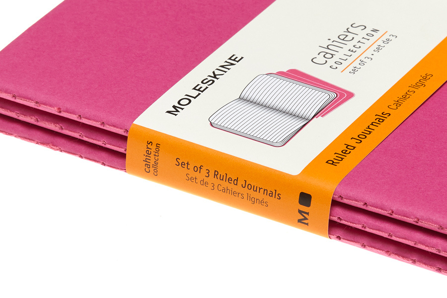 Блокнот Moleskine CAHIER JOURNAL CH011D17 Pocket 90x140мм обложка картон 64стр. линейка розовый неон (3шт)