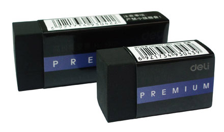 Ластик Deli Premium E3042 60x24x12мм черный индивидуальная картонная упаковка