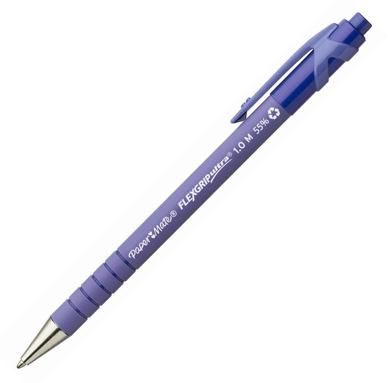 Ручка шариков. Paper Mate Flex Grip (S0190433) фиолетовый d=1мм син. черн. одноразовая ручка линия 0.8мм обрез.корпус резин. манжета