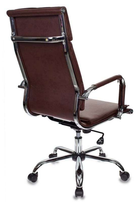 Кресло руководителя Бюрократ Ch-993 коричневый эко.кожа крестов. металл хром