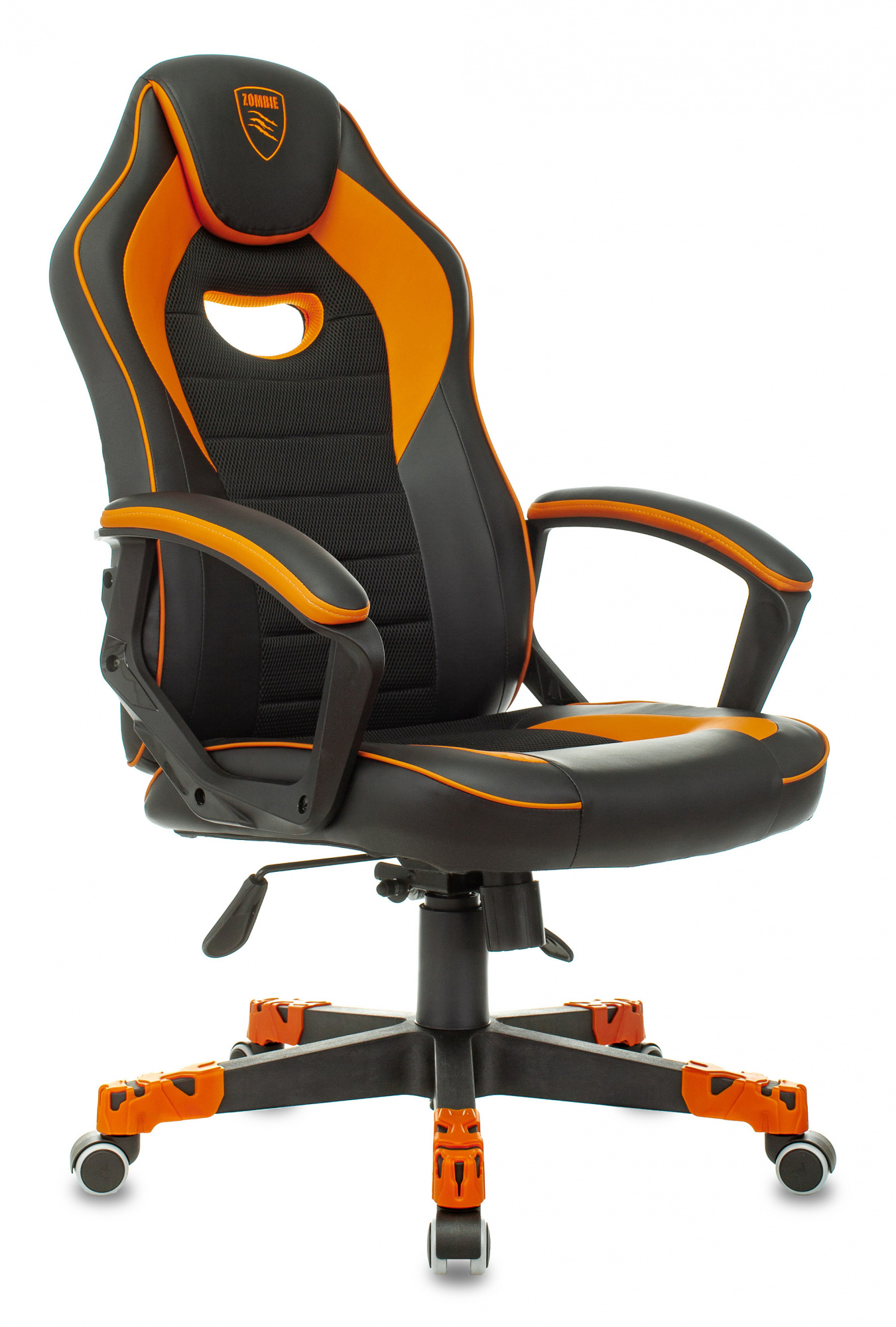 Кресло игровое Zombie GAME 16 черный/оранжевый эко.кожа/ткань крестов. пластик