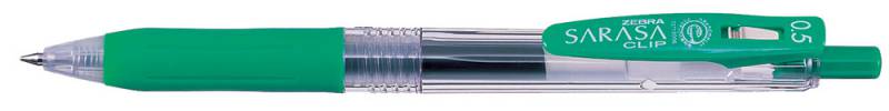 Ручка гелев. автоматическая Zebra Sarasa Clip (14314) d=0.5мм зел. черн. сменный стержень линия 0.3мм резин. манжета зеленый