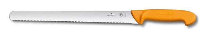 Нож кухонный Victorinox Swibo (5.8443.35) стальной универсальный лезв.350мм серрейт. заточка оранжевый