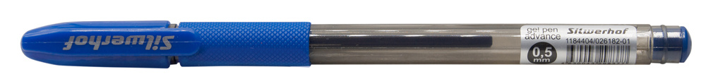 Ручка гелев. Silwerhof Advance (026182-01) d=0.5мм син. черн. кор.карт. сменный стержень линия 0.3мм резин. манжета