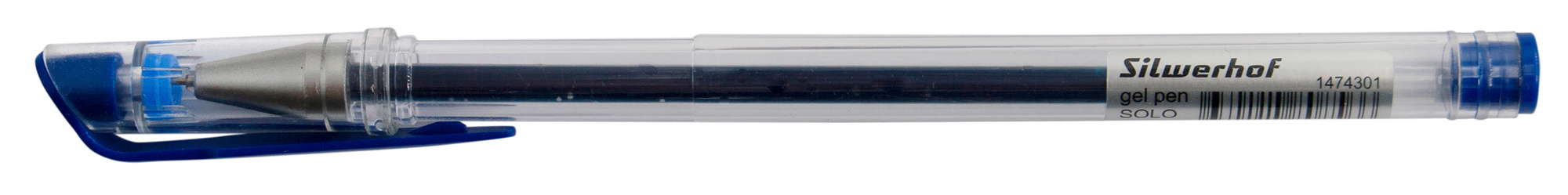 Ручка гелев. Silwerhof Solo d=0.5мм син. черн. кор.карт. сменный стержень игловидный пиш. наконечник линия 0.3мм