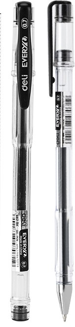 Ручка гелев. Deli EveryU EG82-BK прозрачный d=0.7мм черн. черн. 1стерж. кругл.