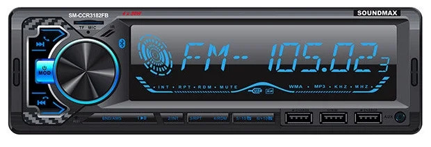 Автомагнитола Soundmax SM-CCR3182FB 1DIN 4x50Вт (SM-CCR3182FB(ЧЕРНЫЙ)RGBNEW)