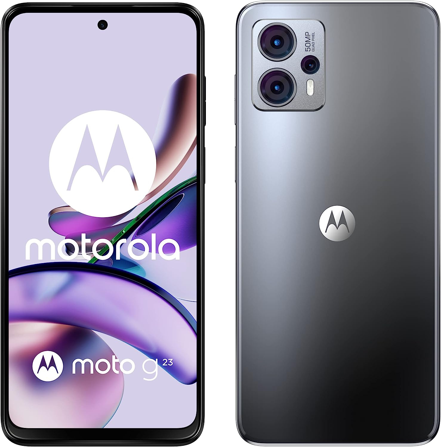 Смартфон Motorola XT2333-3 G23 128Gb 8Gb серый моноблок 3G 4G 2Sim 6.5" 720x1600 Android 13 50Mpix 802.11 a/b/g/n/ac NFC GPS GSM900/1800 GSM1900 TouchSc Protect microSD max512Gb
