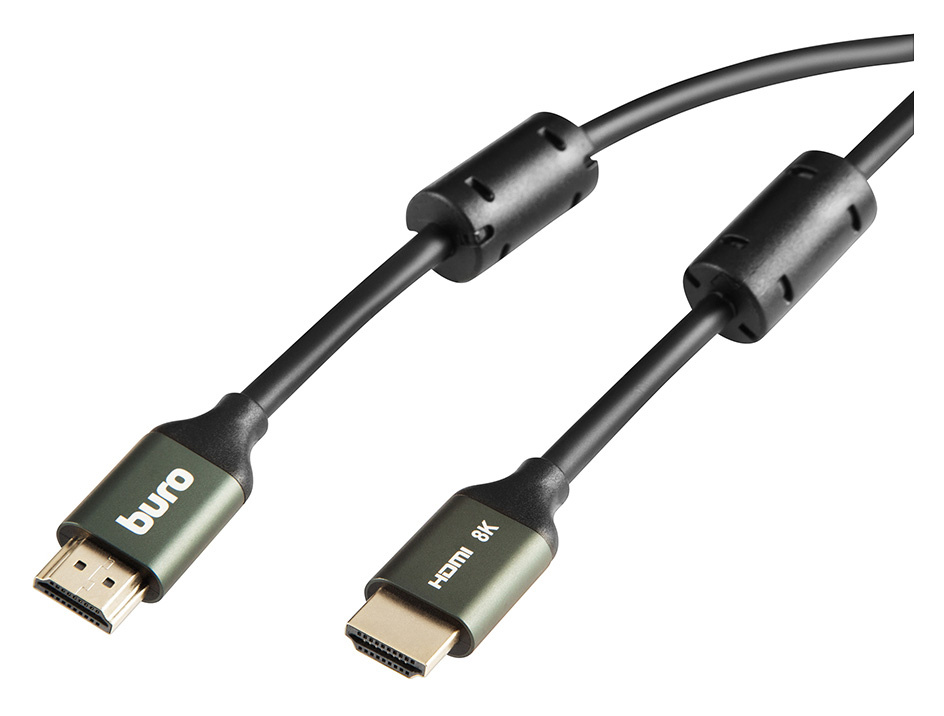 Кабель аудио-видео Buro HDMI (m)/HDMI (m) 2м. феррит.кольца позолоч.конт. черный (BHP-HDMI-2.1-2G)