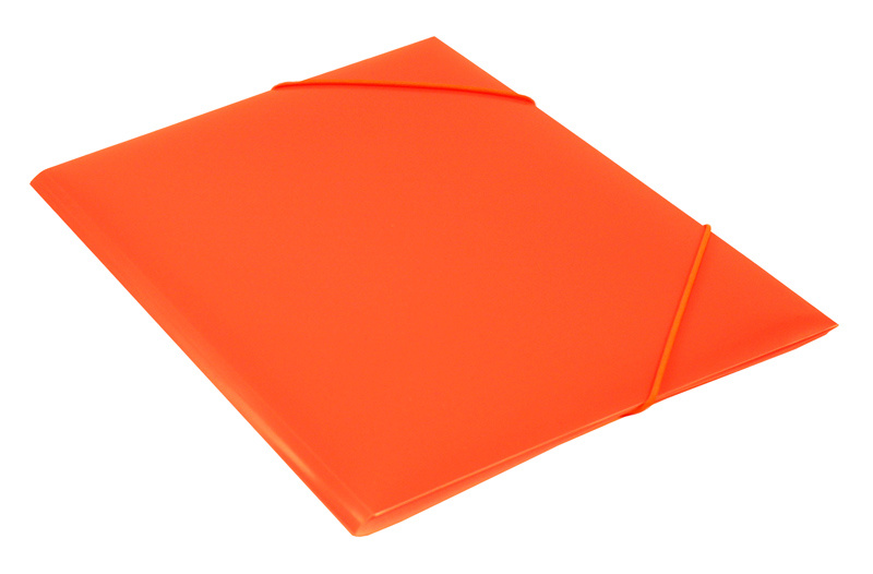 Папка на резинке Бюрократ Double Neon DNE510OR A4 пластик кор.30мм 0.5мм оранжевый