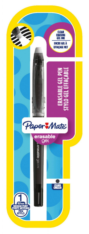 Ручка гелев. Paper Mate Replay Erasable Gel (1984484) d=0.7мм черн. черн. блистер сменный стержень стираемые чернила
