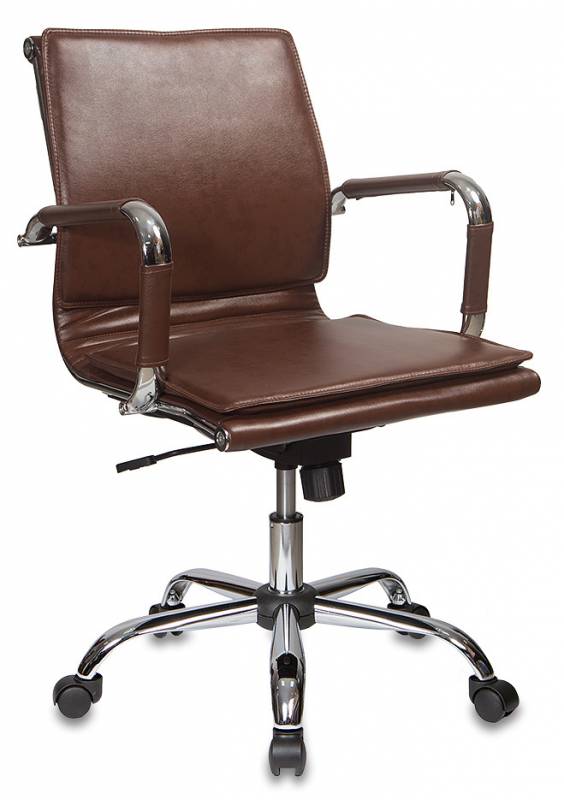 Кресло руководителя Бюрократ Ch-993-Low коричневый эко.кожа низк.спин. крестов. металл хром