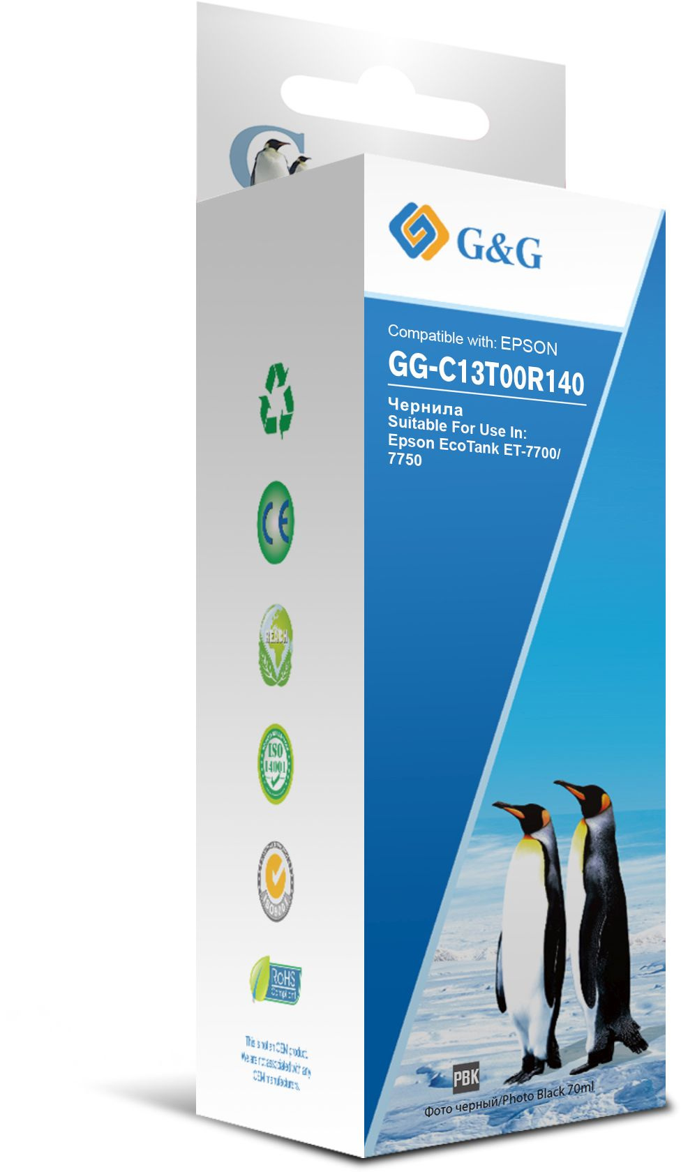 Чернила G&G GG-C13T00R140 фото черный 70мл для Epson EcoTank 7700/7750