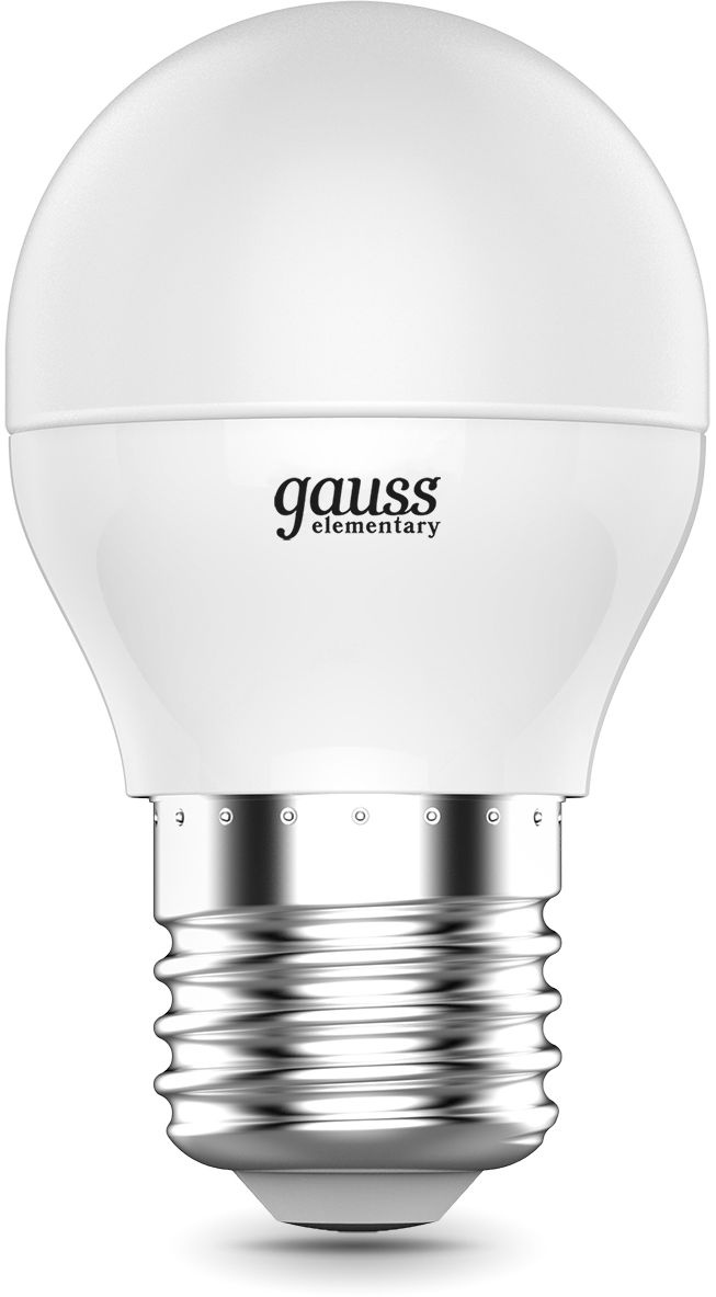 Лампа светодиодная Gauss Elementary 6Вт цок.:E27 шар 220B 4100K св.свеч.бел.нейт. (упак.:10шт) (53226)