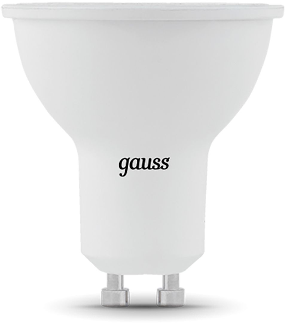 Лампа светодиодная Gauss Black 5Вт цок.:GU10 рефлек. 220B 3000K св.свеч.бел.теп. MR16 (упак.:10шт) (101506105)
