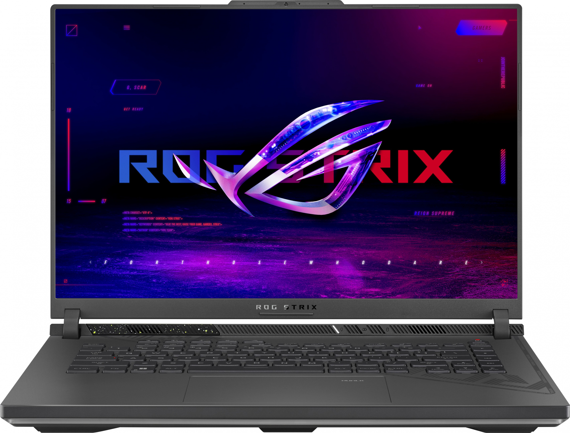 Ноутбук Asus ROG Strix G16 G614JZ-N4080 Core i7 13650HX 16Gb SSD1Tb NVIDIA GeForce RTX4080 12Gb 16" IPS WQXGA (2560x1600) noOS grey WiFi BT Cam (90NR0CZ1-M005T0)