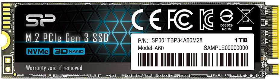 Накопитель SSD Silicon Power PCIe 3.0 x4 1TB SP001TBP34A60M28 M-Series M.2 2280
