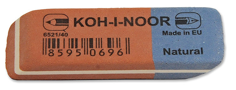 Ластик Koh-I-Noor 6521 6521040021KDRU прямоугольный 57х20х8мм каучук красный/синий