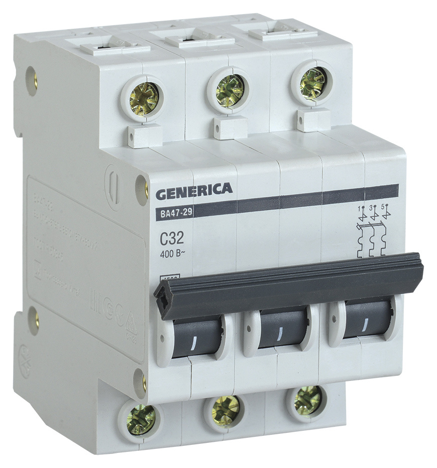 Выключатель автоматический IEK MVA25-3-032-C Generica 32A тип C 4.5kA 3П 400В 3мод серый (упак.:1шт)