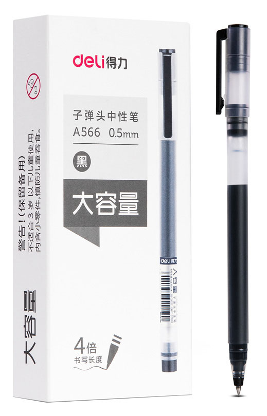 Ручка гелев. Deli A566 d=0.5мм черн. черн.