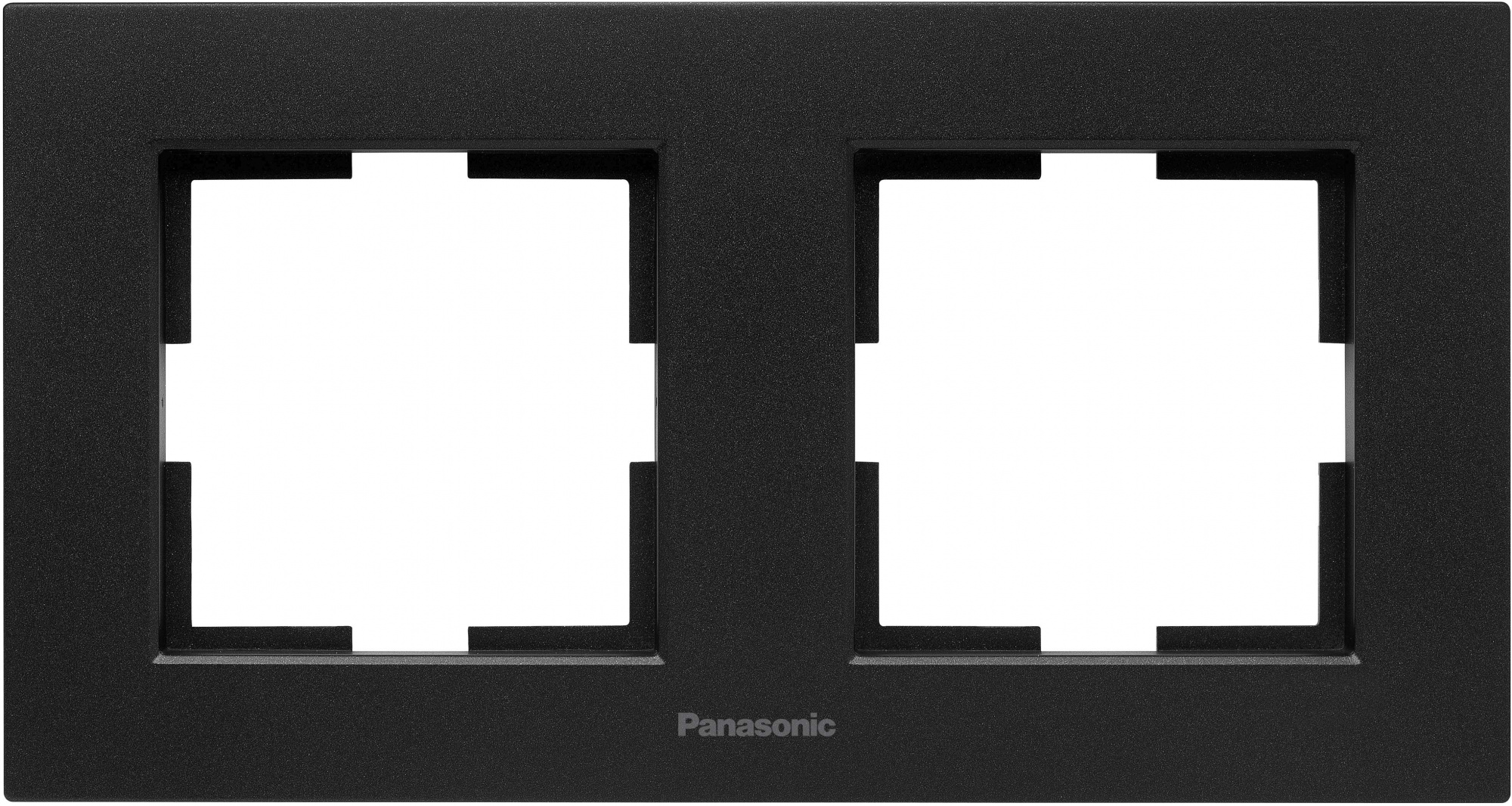 Рамка Panasonic Karre Plus WKTF08023CB-RU 2x горизонтальный монтаж камень черный кварц (упак.:1шт)