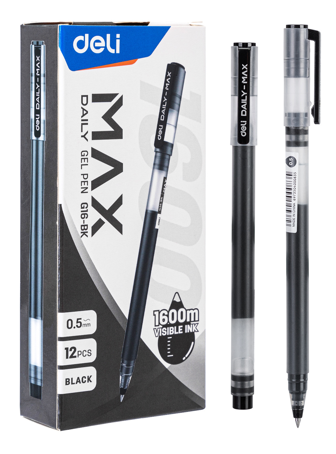 Ручка гелев. Deli Daily Max EG16-BK черн/прозрачный d=0.5мм черн. черн.