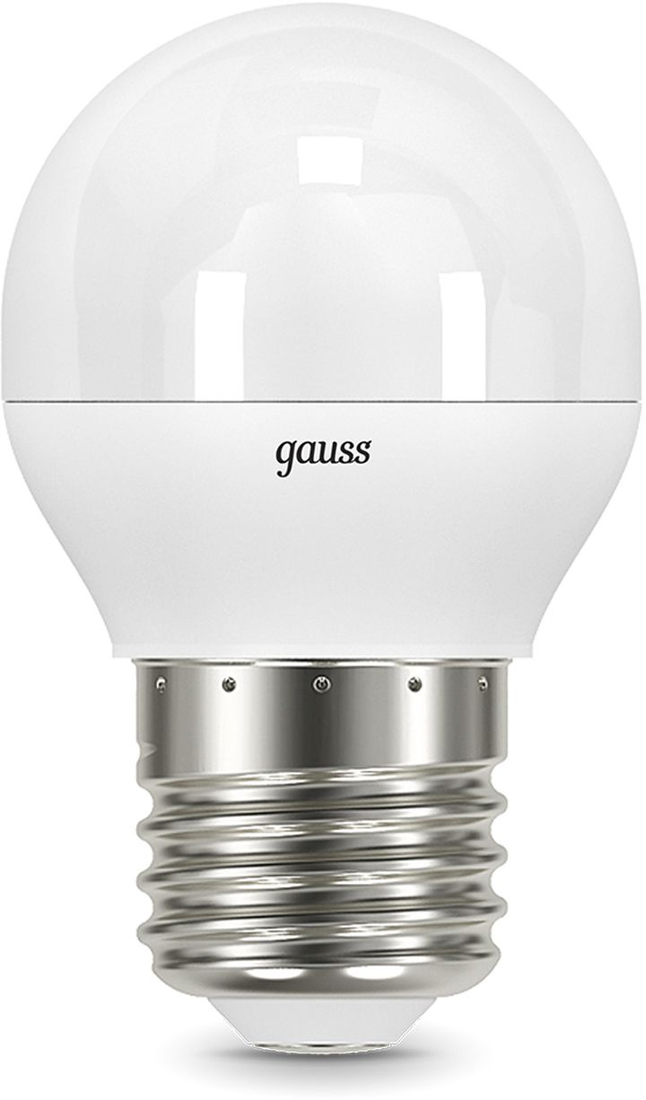 Лампа светодиодная Gauss Black 6.5Вт цок.:E27 шар 220B 3000K св.свеч.бел.теп. G45 (упак.:10шт) (105102107)