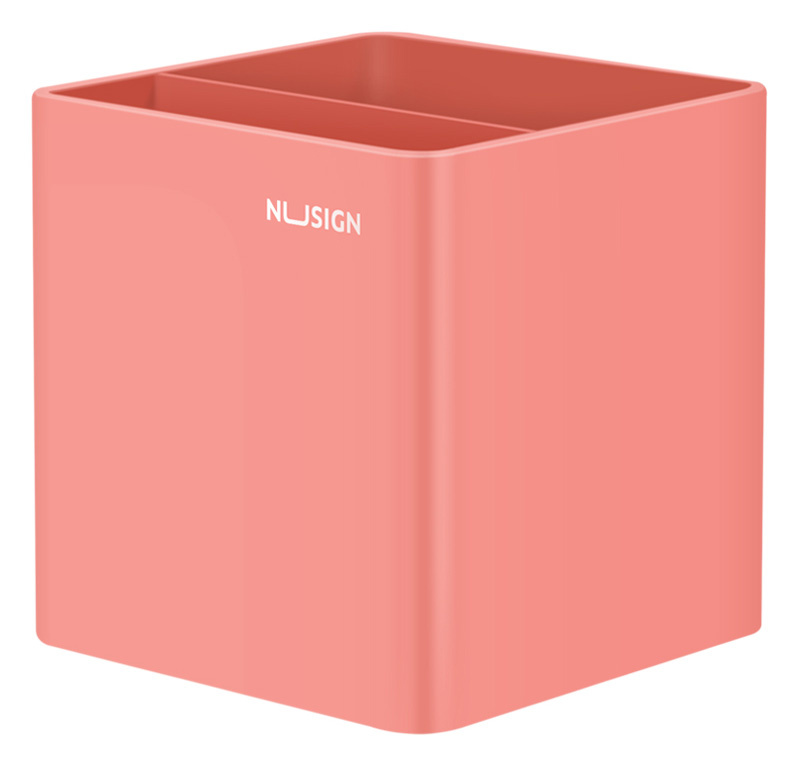 Подставка Deli ENS011PINK Nusign 2отд. для письменных принадлежностей 84х84х86мм розовый пластик