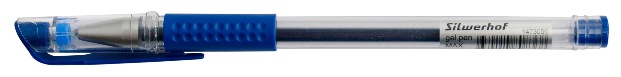 Ручка гелев. Silwerhof Max d=0.5мм син. черн. кор.карт. сменный стержень линия 0.3мм резин. манжета