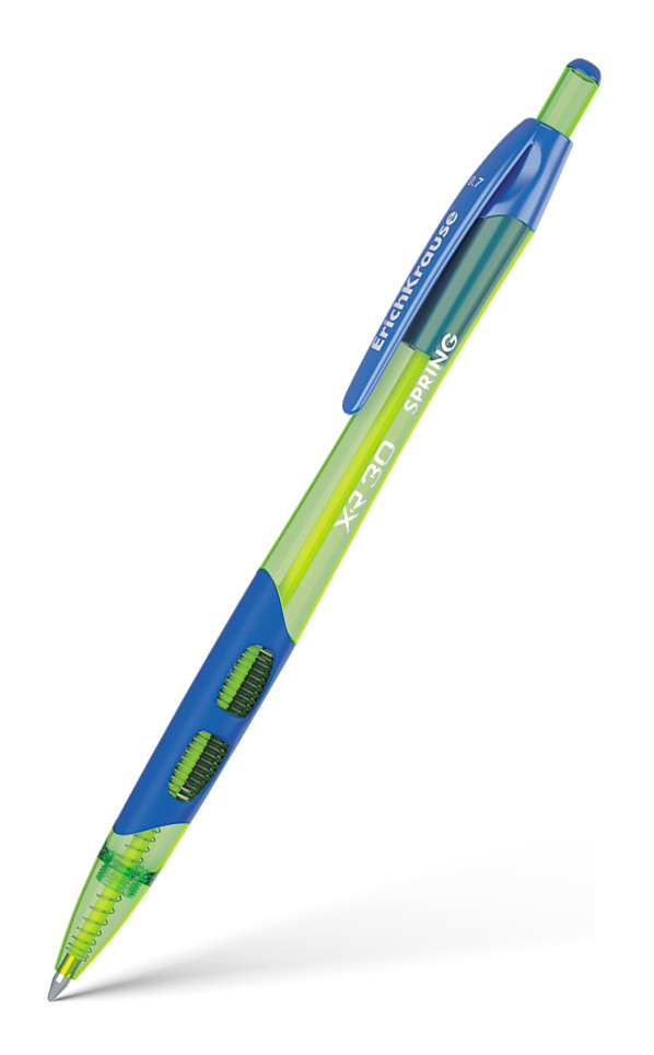 Ручка шариков. автоматическая Erich Krause XR-30 Spring (43622) d=0.7мм син. черн. линия 0.35мм резин. манжета
