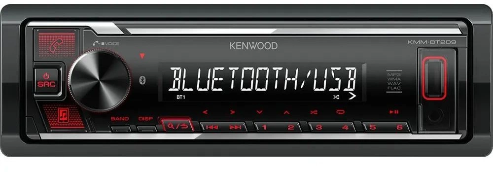 Автомагнитола Kenwood KMM-BT209 1DIN 4x50Вт v4.2 USB 2.0 AUX 1 RDS
