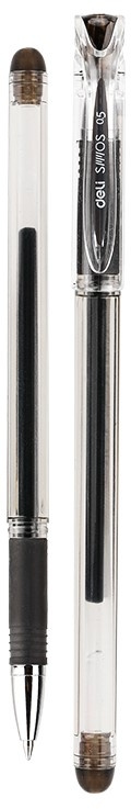 Ручка гелев. Deli Smoos EG85-BK прозрачный d=0.5мм черн. черн. 1стерж. резин. манжета