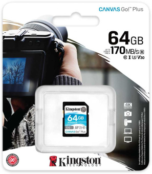 Флеш карта SDXC 64Gb Class10 Kingston SDG3/64GB Canvas Go! Plus w/o adapter - купить недорого с доставкой в интернет-магазине