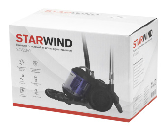 Пылесос Starwind SCV2040 2400Вт серый/фиолетовый - купить недорого с доставкой в интернет-магазине