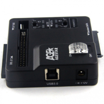 Адаптер-переходник для HDD/SSD AgeStar 3FBCP SATA IDE USB3.0 пластик черный - купить недорого с доставкой в интернет-магазине