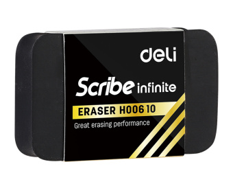 Ластик Deli EH00610 Scribe Infinite 30х11х46мм черный индивидуальная картонная упаковка - купить недорого с доставкой в интернет-магазине