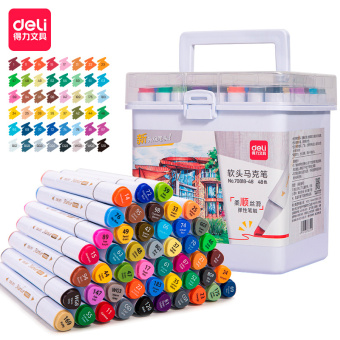Набор маркеров для скетчинга Deli 70818-48 скошенный пиш. наконечник 48цв. пластиковая коробка (48шт.) - купить недорого с доставкой в интернет-магазине