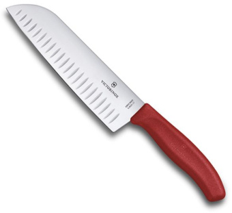 Нож кухонный Victorinox Swiss Classic (6.8521.17B) стальной сантоку лезв.170мм прямая заточка красный блистер - купить недорого с доставкой в интернет-магазине