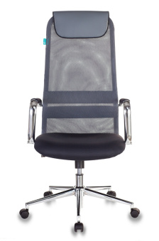 Кресло руководителя Бюрократ KB-9N темно-серый TW-04 TW-12 сетка/ткань с подголов. крестов. металл хром - купить недорого с доставкой в интернет-магазине