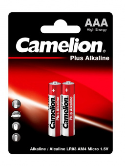 Батарея Camelion Plus Alkaline LR03-BP2 AAA 1250mAh (2шт) блистер - купить недорого с доставкой в интернет-магазине