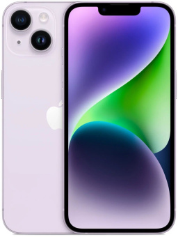 Смартфон Apple A2884 iPhone 14 128Gb фиолетовый моноблок 3G 4G 2Sim 6.1" iOS 17 802.11 a/b/g/n/ac/ax NFC GPS - купить недорого с доставкой в интернет-магазине