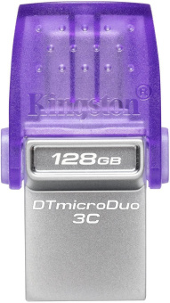 Флеш Диск Kingston 128GB DataTraveler microDuo 3C DTDUO3CG3/128GB USB3.0 фиолетовый - купить недорого с доставкой в интернет-магазине