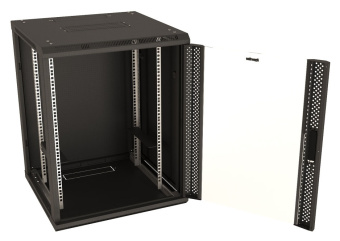Шкаф коммутационный Hyperline (TWB-FC-1866-GP-RAL9004) настенный 18U 600x600мм пер.дв.стекл 60кг черный IP20 сталь - купить недорого с доставкой в интернет-магазине